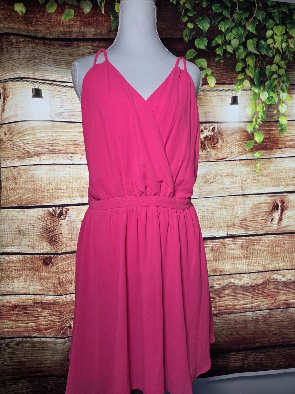 Forever 21 Hot Pink Spaghetti Strap V-Neck Mini Dress | NWOT